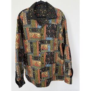 Handmade Quilted Patchwork Jacket Paisley Floral Boho Snap Front Multicolored